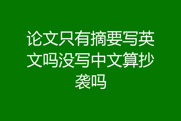 论文只有摘要写英文吗没写中文算抄袭吗
