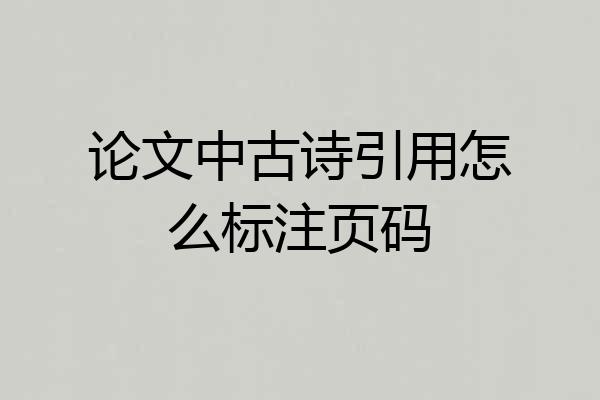 论文中古诗引用怎么标注页码
