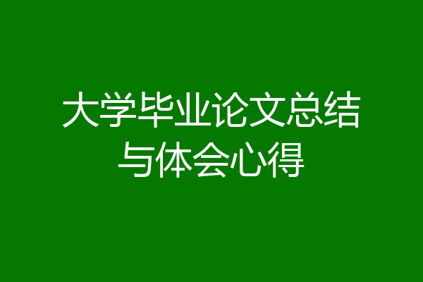 大学毕业论文总结与体会心得