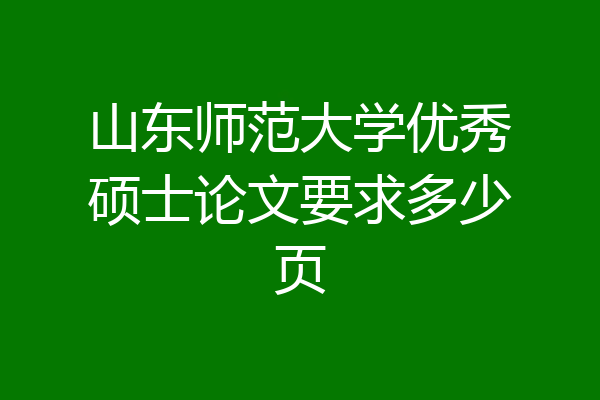 山东师范大学优秀硕士论文要求多少页