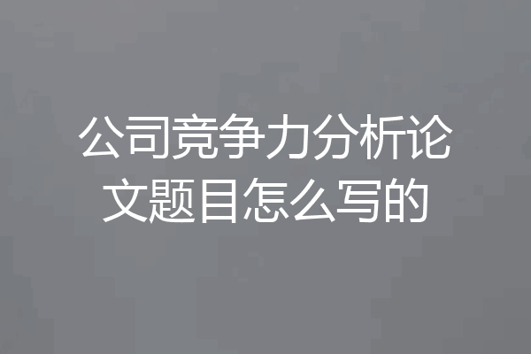 公司竞争力分析论文题目怎么写的