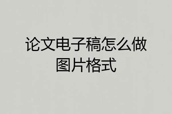 论文电子稿怎么做图片格式