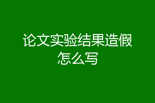 论文实验结果造假怎么写