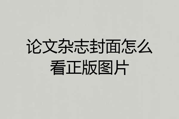 论文杂志封面怎么看正版图片