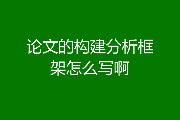 论文的构建分析框架怎么写啊