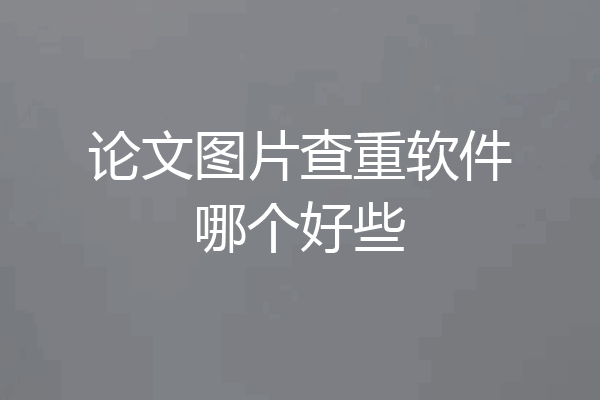 论文图片查重软件哪个好些