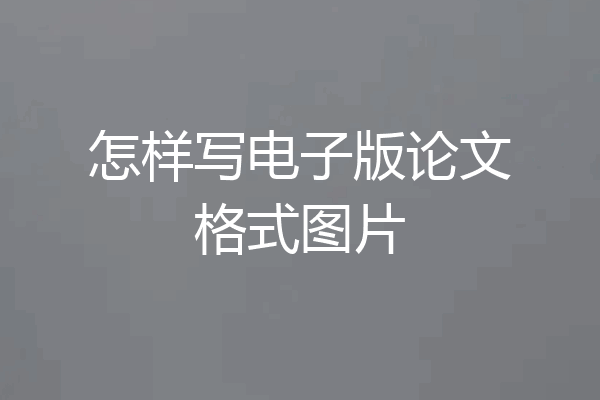 怎样写电子版论文格式图片