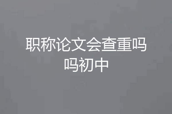 职称论文会查重吗吗初中