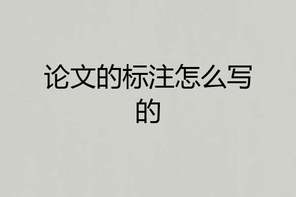 论文的标注怎么写的