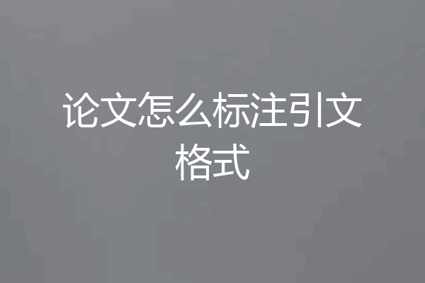 论文怎么标注引文格式