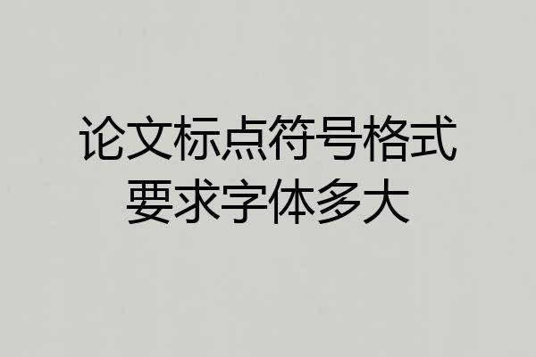 论文标点符号格式要求字体多大