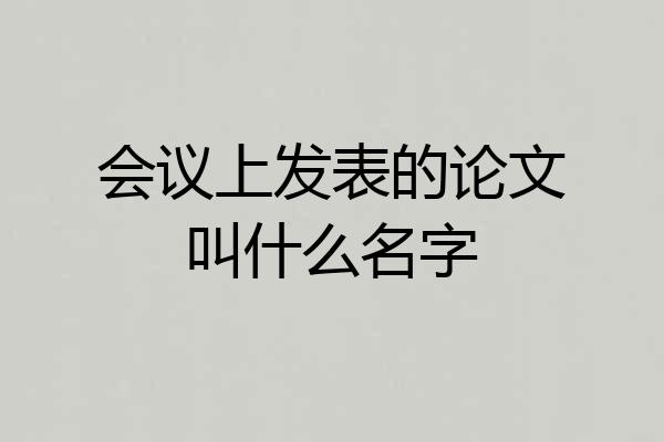 会议上发表的论文叫什么名字