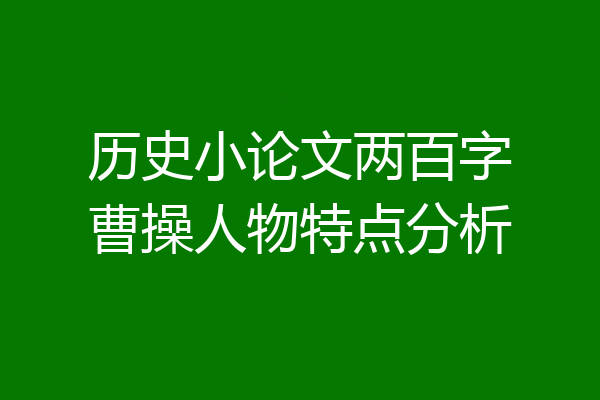 历史小论文两百字曹操人物特点分析