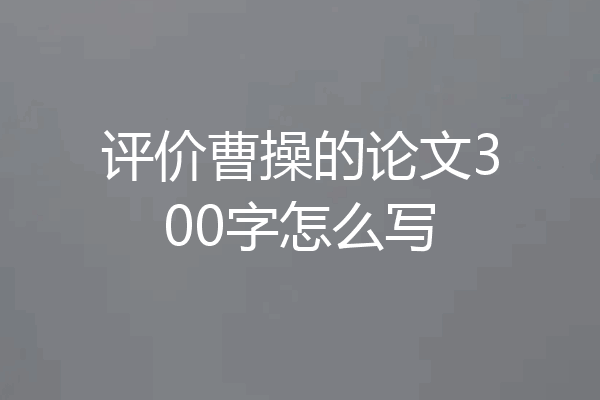 评价曹操的论文300字怎么写