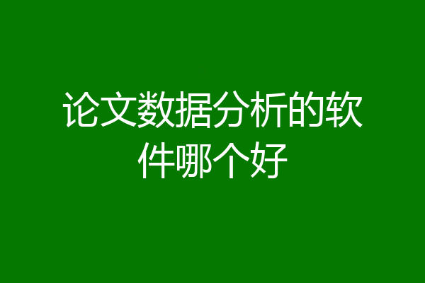 论文数据分析的软件哪个好