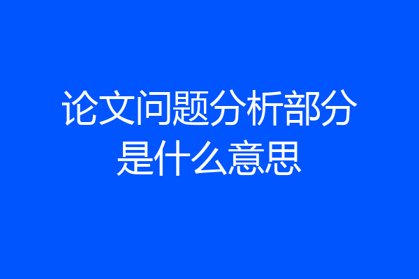 论文问题分析部分是什么意思