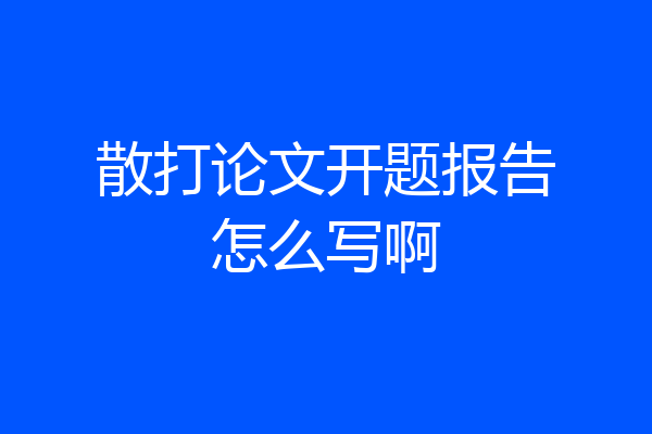 散打论文开题报告怎么写啊