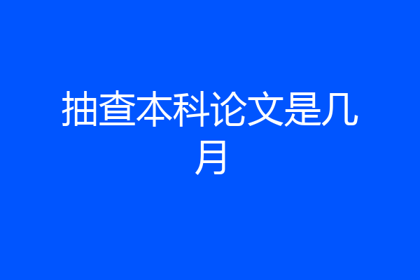 抽查本科论文是几月