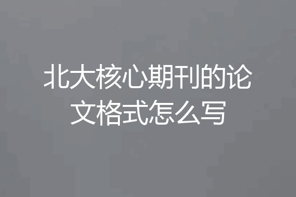 北大核心期刊的论文格式怎么写