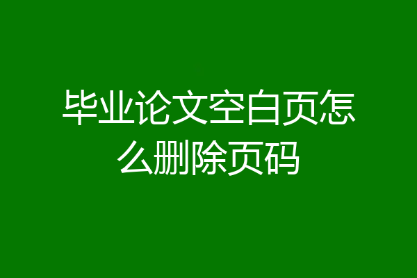 毕业论文空白页怎么删除页码