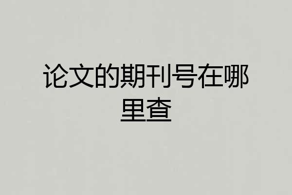 论文的期刊号在哪里查
