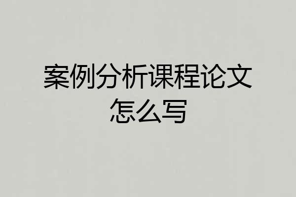 案例分析课程论文怎么写
