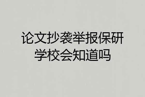 论文抄袭举报保研学校会知道吗