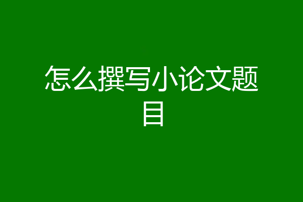 怎么撰写小论文题目