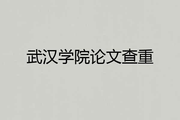 武汉学院论文查重