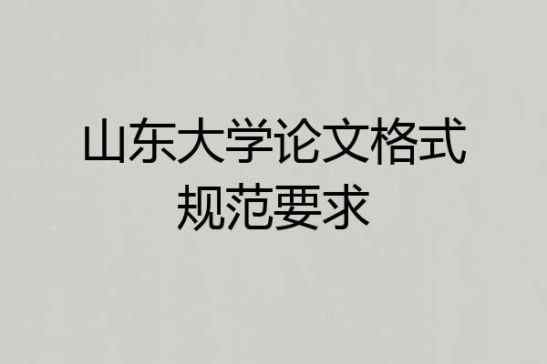 山东大学论文格式规范要求