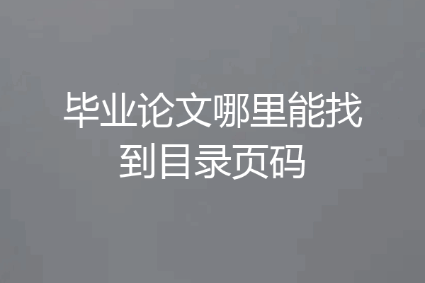 毕业论文哪里能找到目录页码