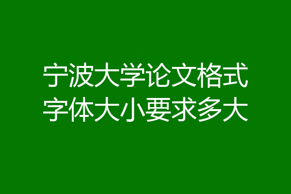 宁波大学论文格式字体大小要求多大