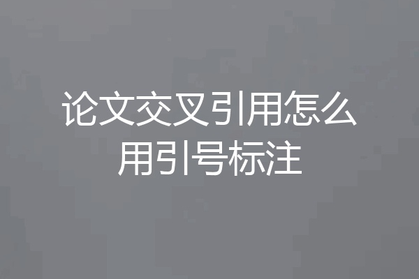 论文交叉引用怎么用引号标注