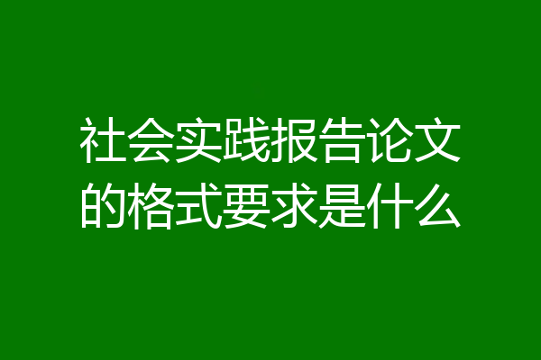 社会实践报告论文的格式要求是什么
