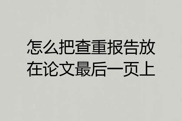 怎么把查重报告放在论文最后一页上