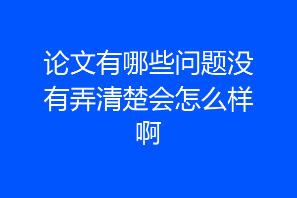 论文有哪些问题没有弄清楚会怎么样啊