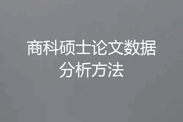 商科硕士论文数据分析方法