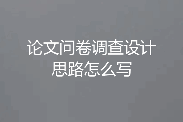 论文问卷调查设计思路怎么写