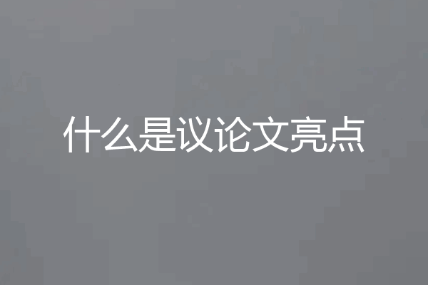 什么是议论文亮点
