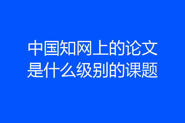 中国知网上的论文是什么级别的课题
