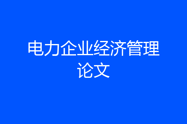 电力企业经济管理论文