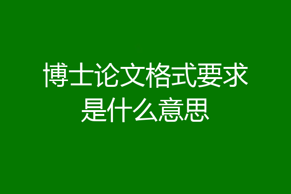 博士论文格式要求是什么意思
