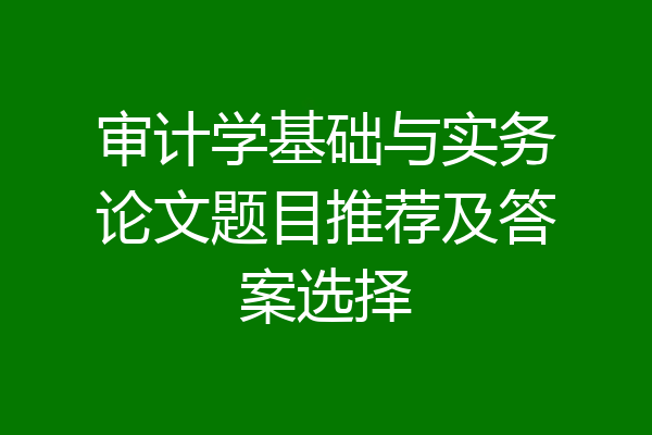 审计学基础与实务论文题目推荐及答案选择
