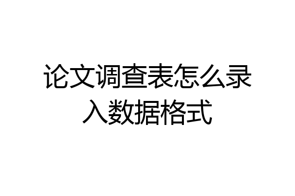 论文调查表怎么录入数据格式