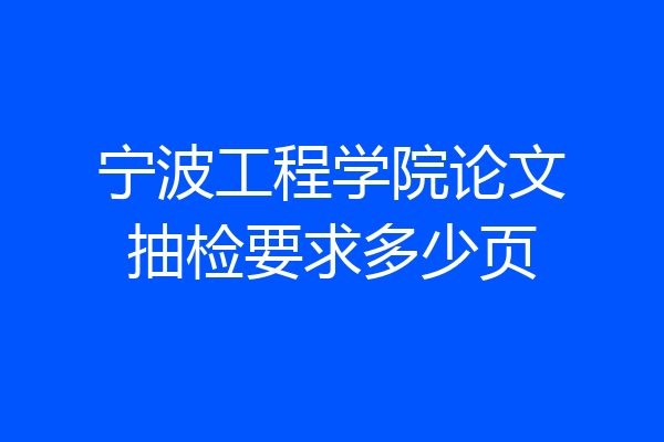 宁波工程学院论文抽检要求多少页