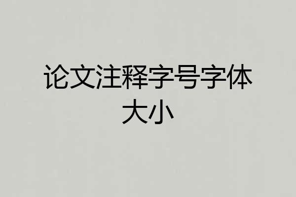 论文注释字号字体大小