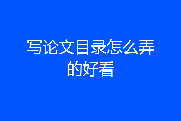 写论文目录怎么弄的好看