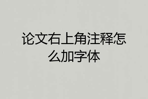 论文右上角注释怎么加字体