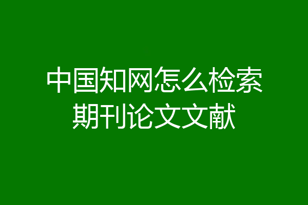 中国知网怎么检索期刊论文文献