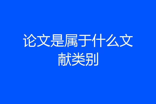 论文是属于什么文献类别